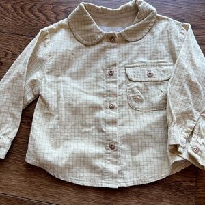 Zara Kids Beige Checkered Button-Down Shirt